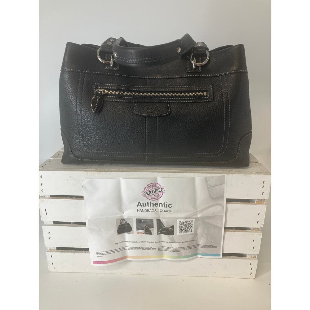 COACH 14425 LARGE BLACK PEBBLED LEATHER HANDBAG